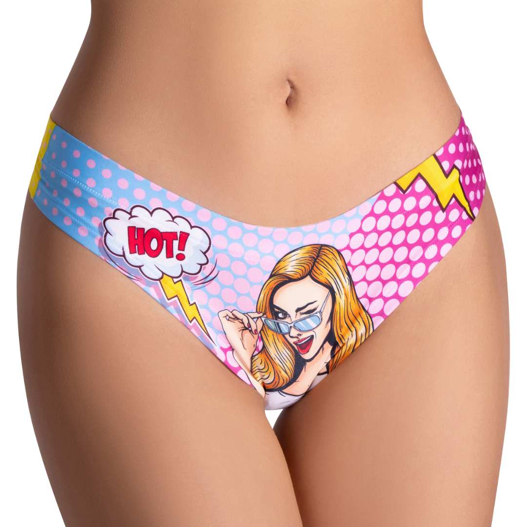 Memème Women’s Ultra-Comfortable COMICS - Hot Girl - Panties | Original Prints, Unique Designs | Breathable Cotton Crotch, Stretchy Fit, Soft Flat Seams, No Elastic Bands | Two Styles: Slip/Brief and Thong | Everyday Use-3