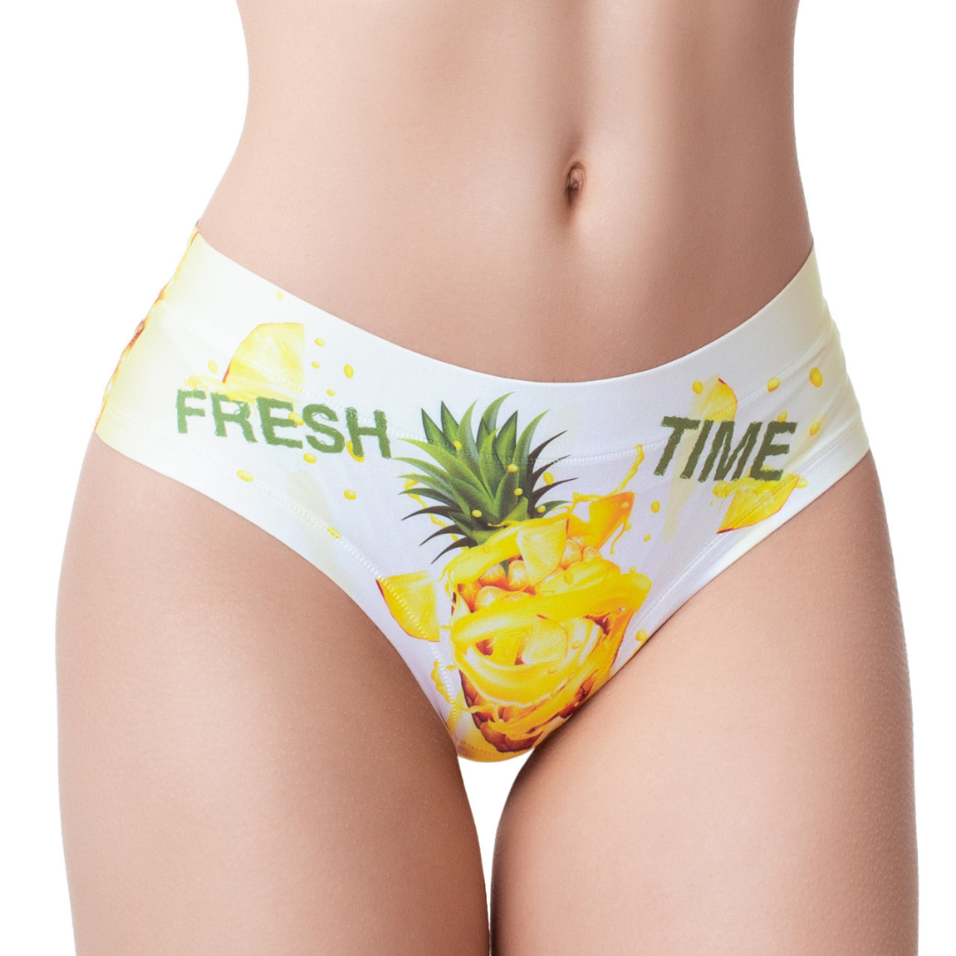 Women’s Ultra-Comfortable FRESH SUMMER - Pineapple - Panties | Original Prints, Unique Designs | Breathable Cotton Crotch, Stretchy Fit, Soft Flat Seams, No Elastic Bands | Two Styles: Slip/Brief and Thong | Everyday Use-0