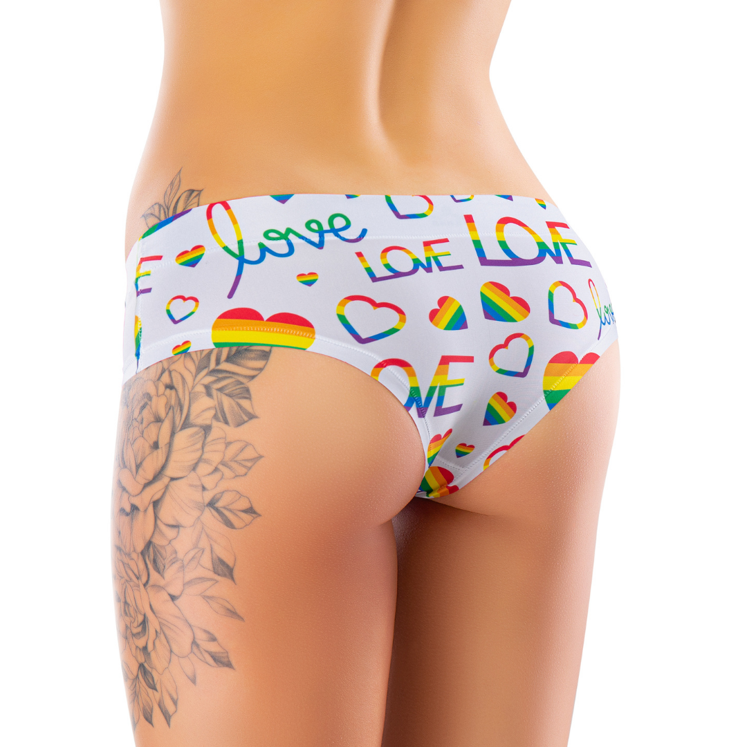  Women’s Ultra-Comfortable PRIDE - White Love - Panties | Original Prints, Unique Designs | Breathable Cotton Crotch, Stretchy Fit, Soft Flat Seams, No Elastic Bands | Two Styles: Slip/Brief and Thong | Everyday Use-1