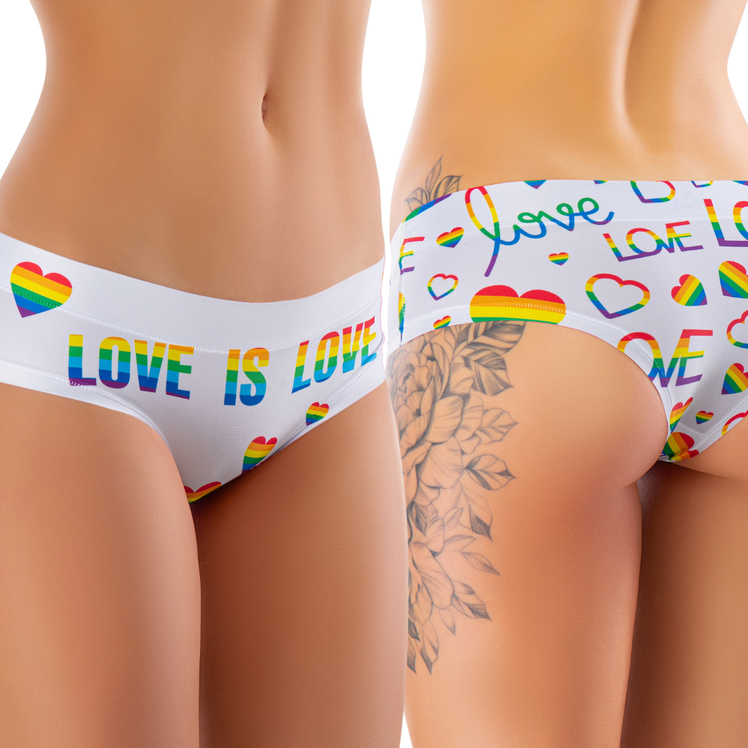  Women’s Ultra-Comfortable PRIDE - White Love - Panties | Original Prints, Unique Designs | Breathable Cotton Crotch, Stretchy Fit, Soft Flat Seams, No Elastic Bands | Two Styles: Slip/Brief and Thong | Everyday Use-2