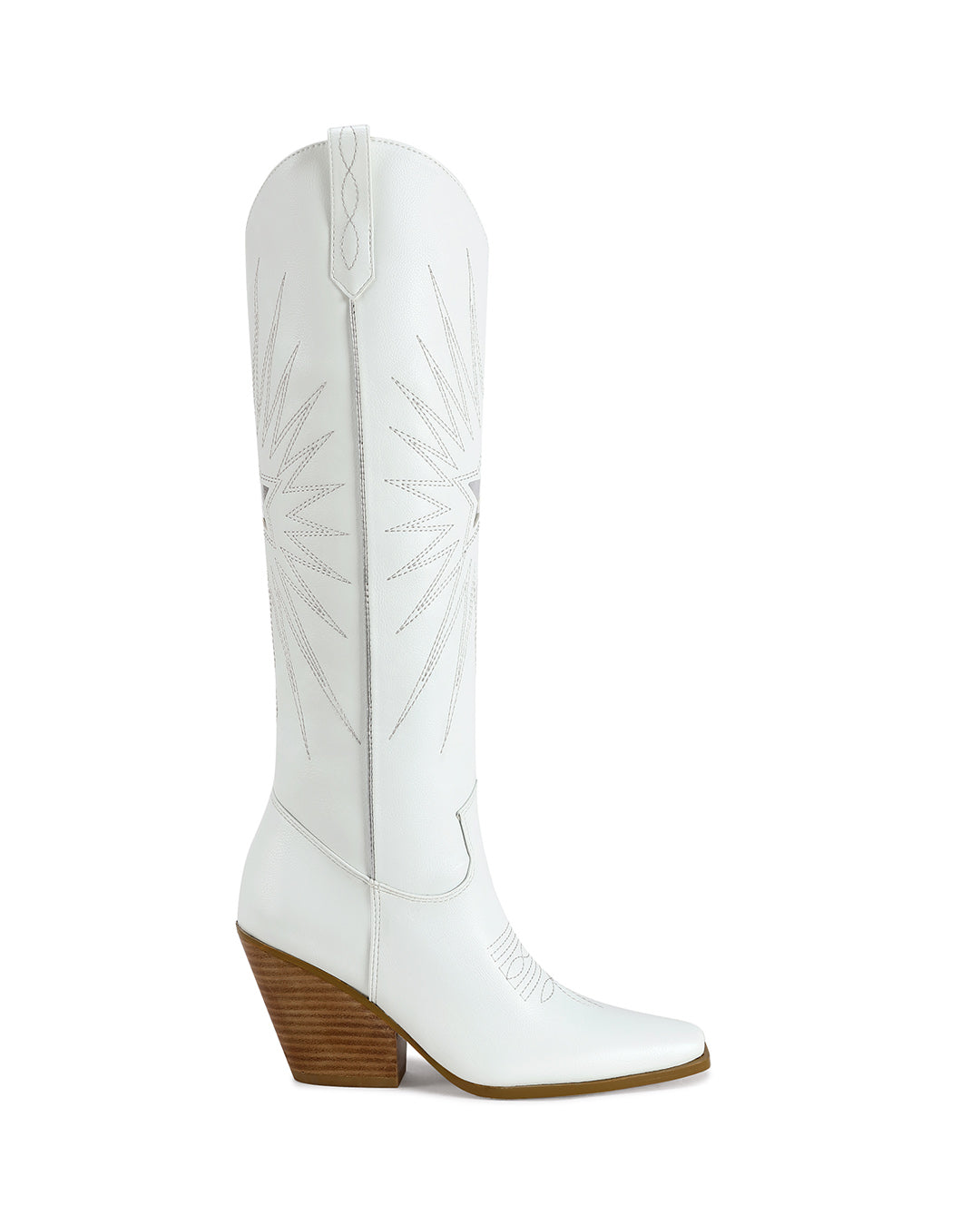 Western Stitched Boot with Leather Stacked Heel-0