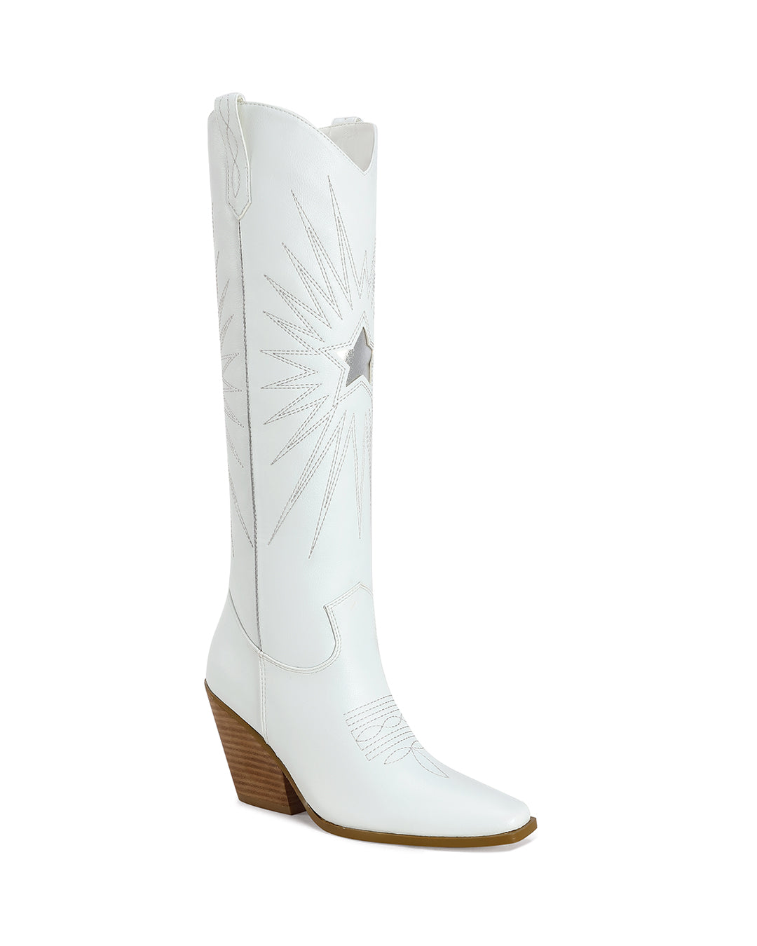 Western Stitched Boot with Leather Stacked Heel-3